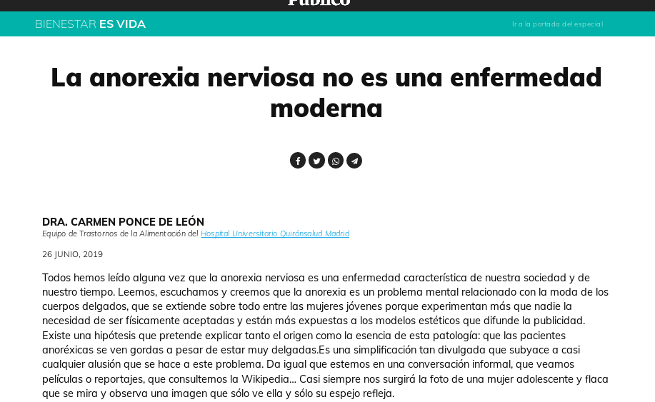 La anorexia nerviosa no es una enfermedad moderna - Público